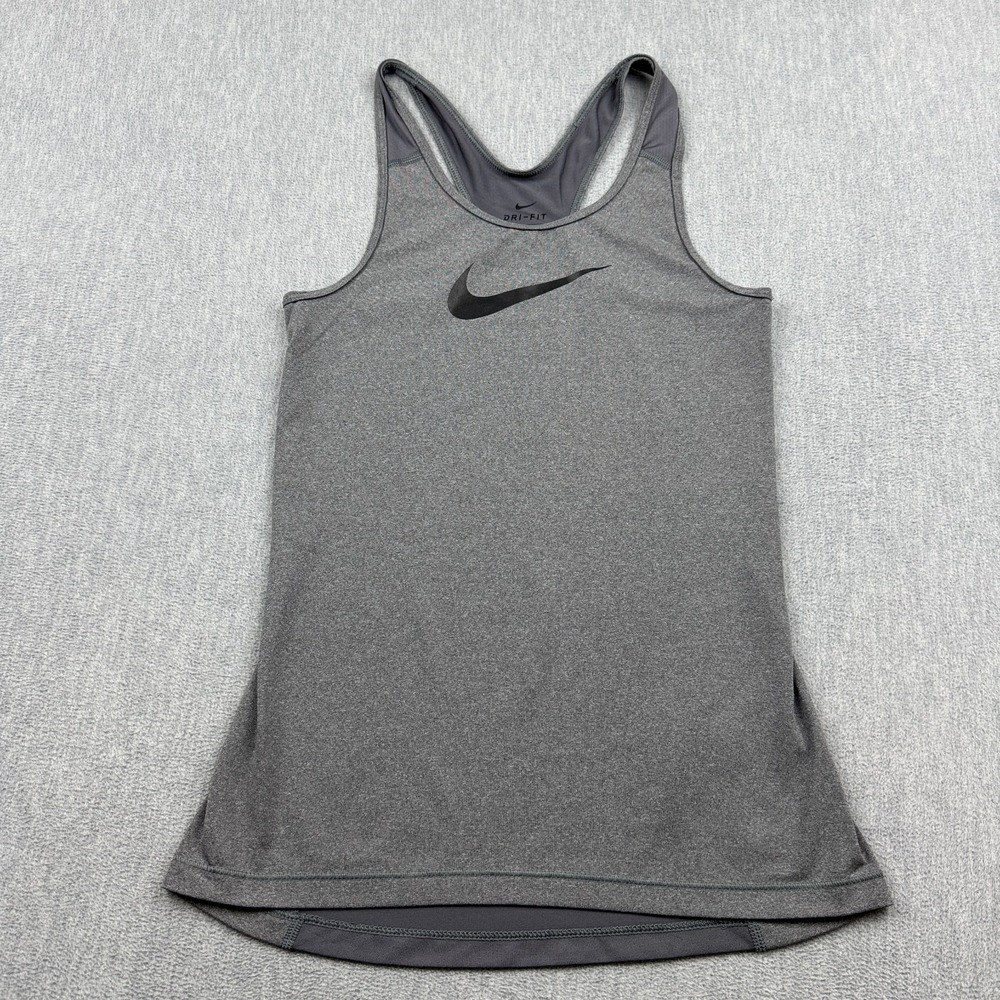 Nike Tank Top Womens Small Gray Dri-FIT Racerback Stretch‎ Training Yoga Gym Top
